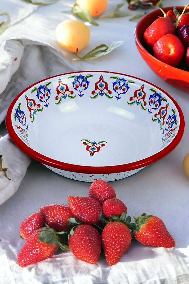 20 Cm Emaye Kase Tabak, Çukur Tabak, Salata Tabak, Cips Tabak - 3