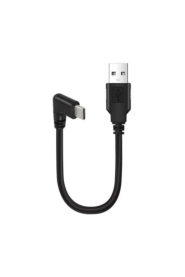 USB Erkek to 90 Derece Sağ/Sol Açılı Type-C Erkek Data Şarj Kablosu 25cm - 1