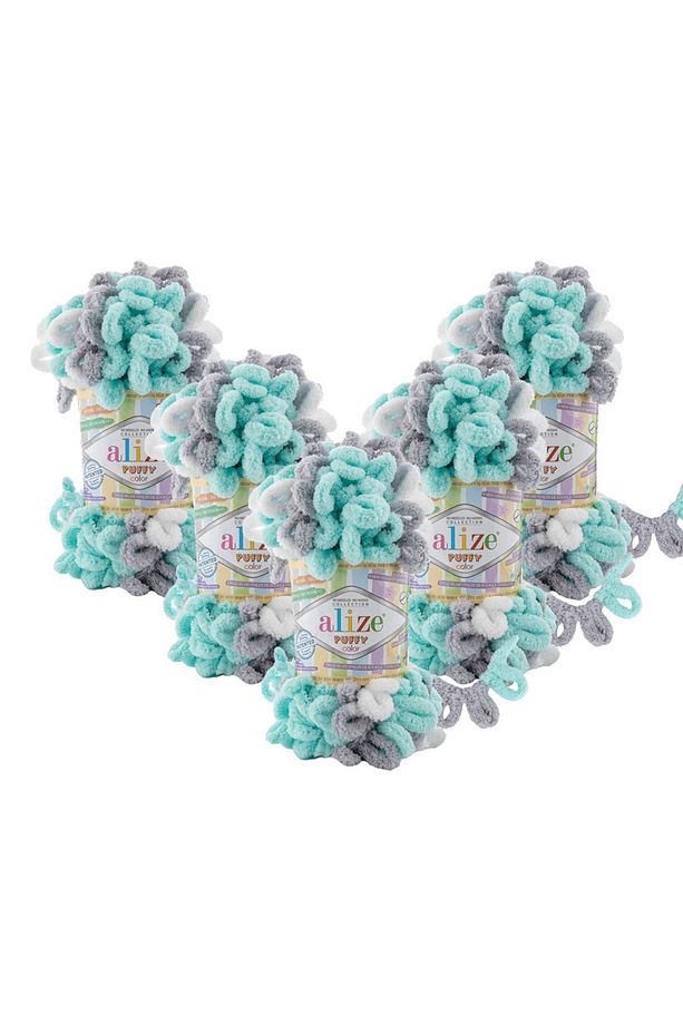 5 Adet Puffy Color - El Örgü Ipi Bebek Battaniye Panduf Atkı Hırka Ipi - 1