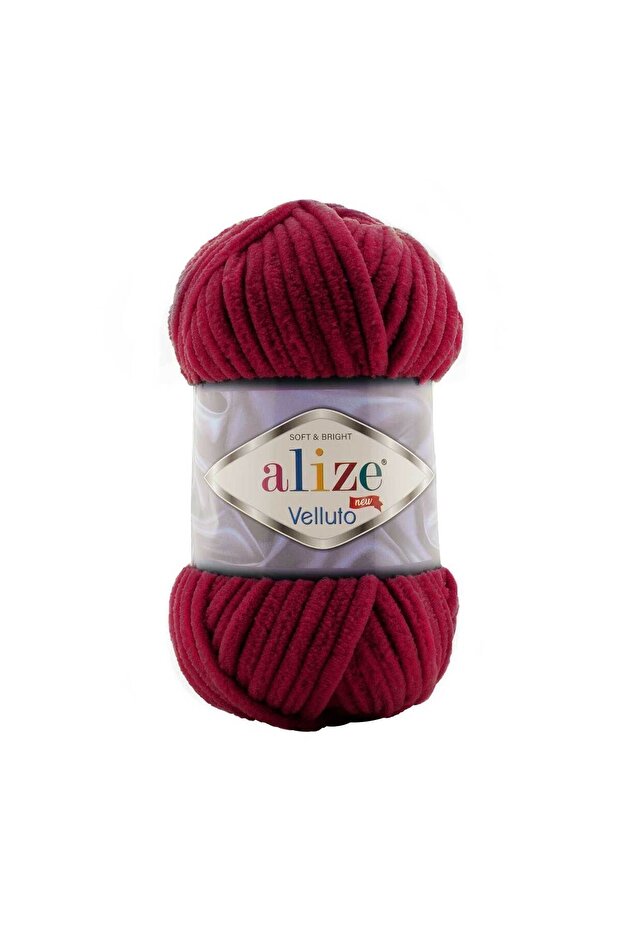 Subebek 5 Pieces Velluto Velvet Hand Knitting Yarn Color: 107 Cherry