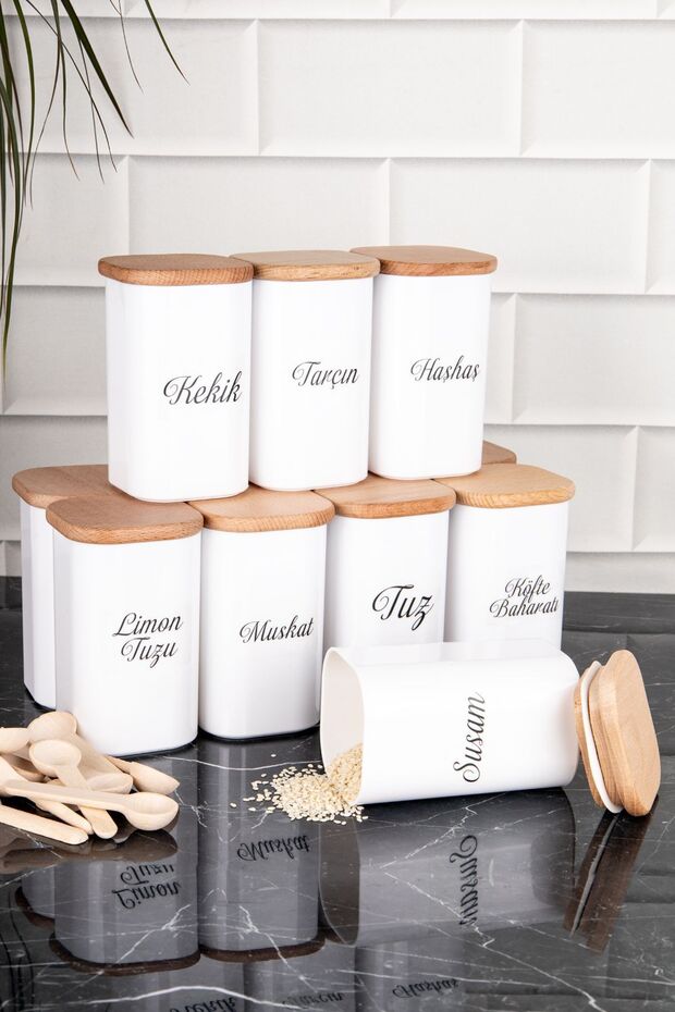 12 Pieces 250 ml Vacuumed Bamboo Wooden Lid Porcelain Look Acrylic Spice Bowl with Label Gift
