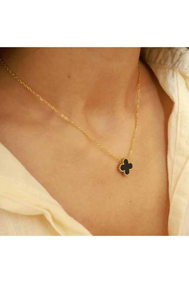 Van Cleef Model Çelik Yonca Kolye - 2