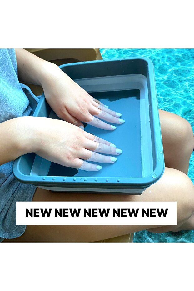 Anthracite/Blue 4L Folding Basin Manicure - Accordion Bucket Pineapple Design
