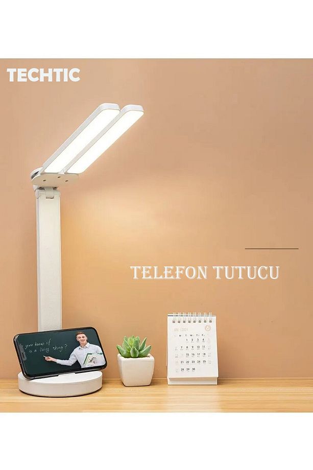 5in1 Çok Fonksiyonlu Şarjlı Masa Lambası+Saat+Termometre+Takvim+Kalemlik+Telefon Tutucu - 7