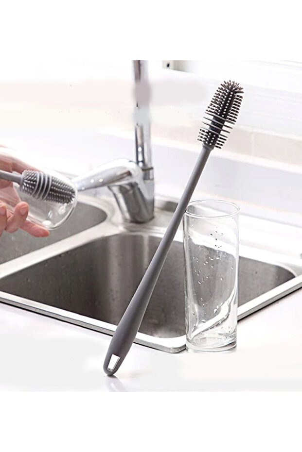 Long Handled Silicone Cup Jar and Bottle Washing Brush