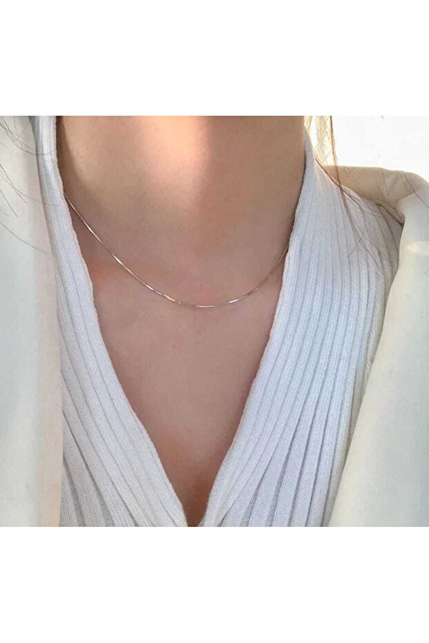 Stainless Steel Italian Crushed Snake Back Unisex Necklace 2 mm 40+5 cm