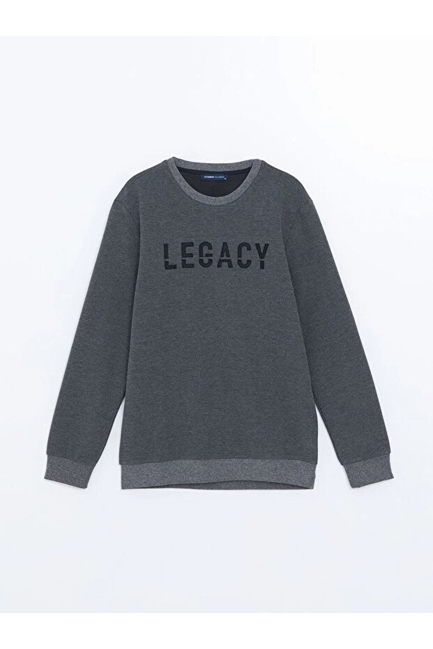 Lcwaikiki - Black Crew Neck Printed Men's Sweatshirt