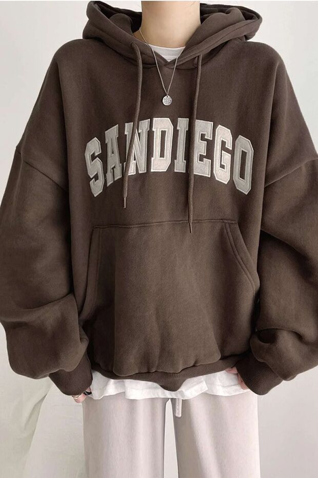 سويت شيرت Sandiego كبير الحجم مطبوع للجنسين