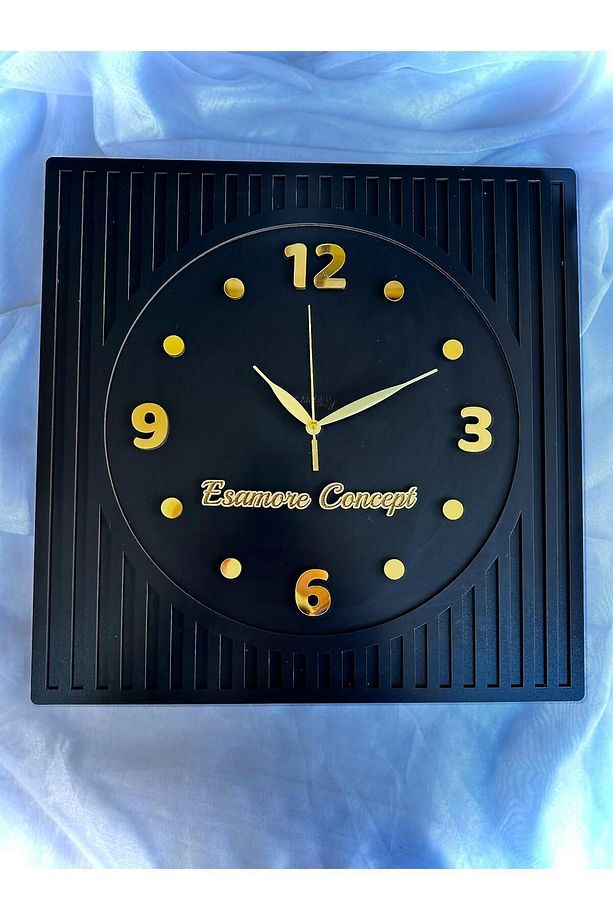 Kare Gold Rakamlı Kişiselleştirilebilir 50*50 Cm Duvar Saati - Ahşap Hediyelik Büyük Duvar Saati - 4