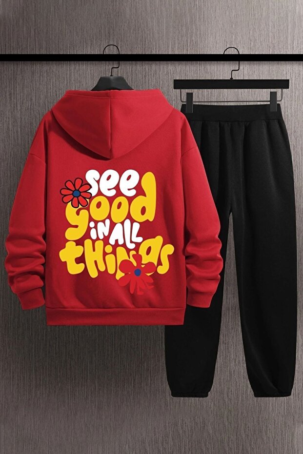 طقم بدلة رياضية مطبوع عليها Good Things للجنسين