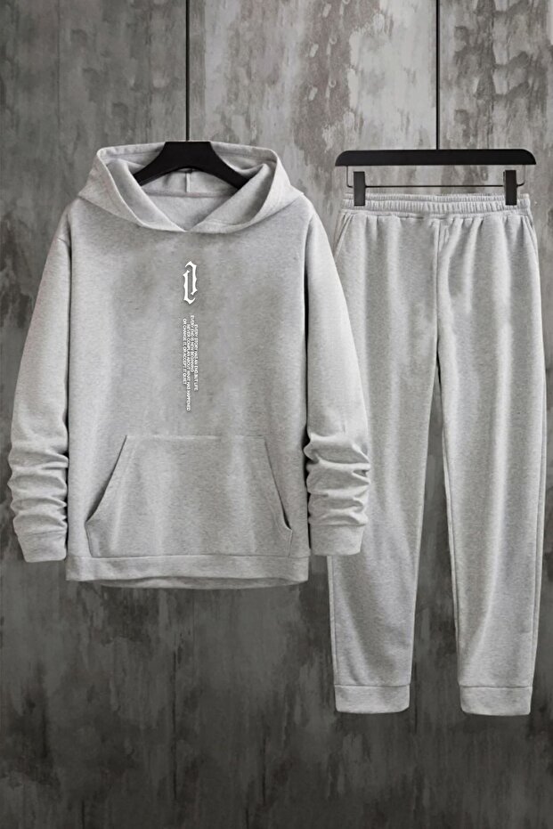 Unisex Chest Vertical Printed Tracksuit Set