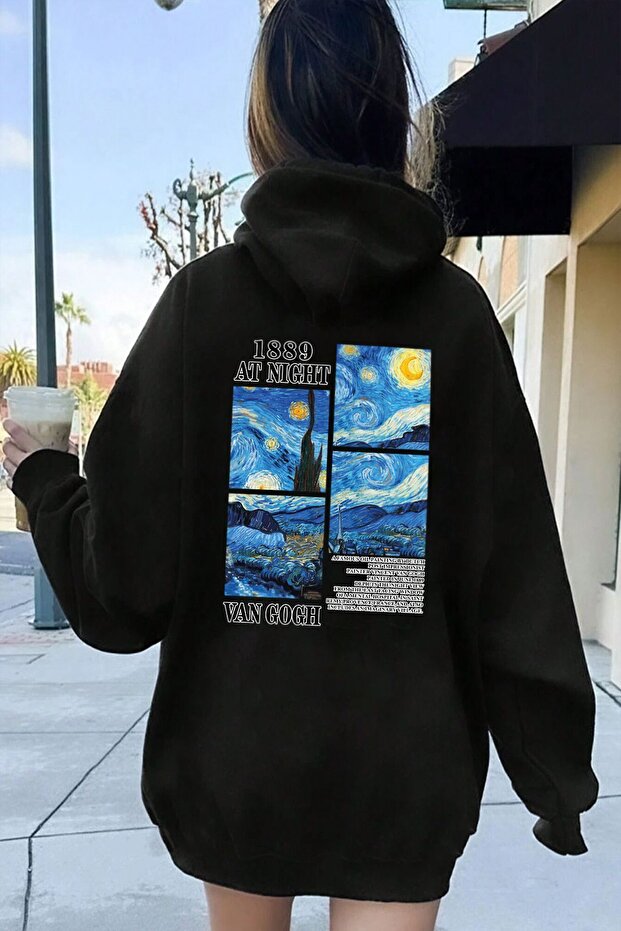 Vangogh Baskılı Oversize Sweatshirt - 1