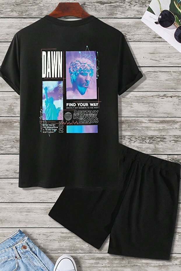 طقم شورت بطبعة DAWN