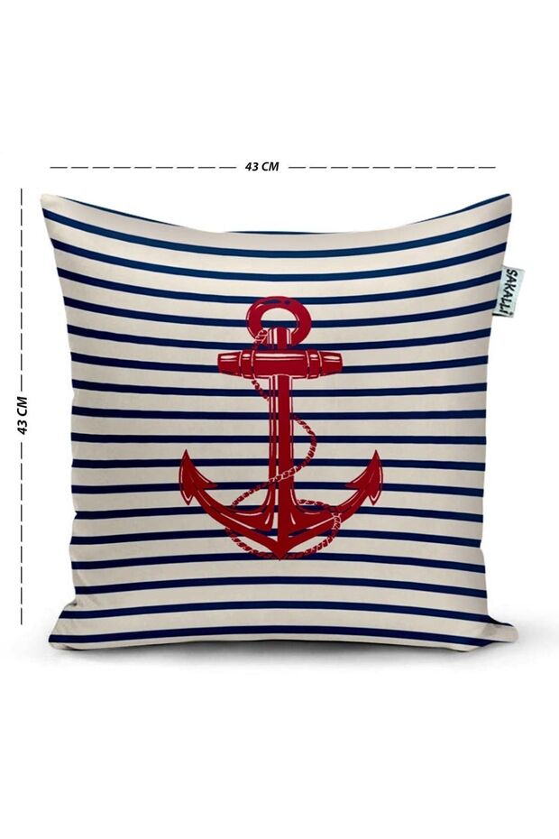 Anchor Pattern 3D Digital Printed Decorative Throw Pillow Cover