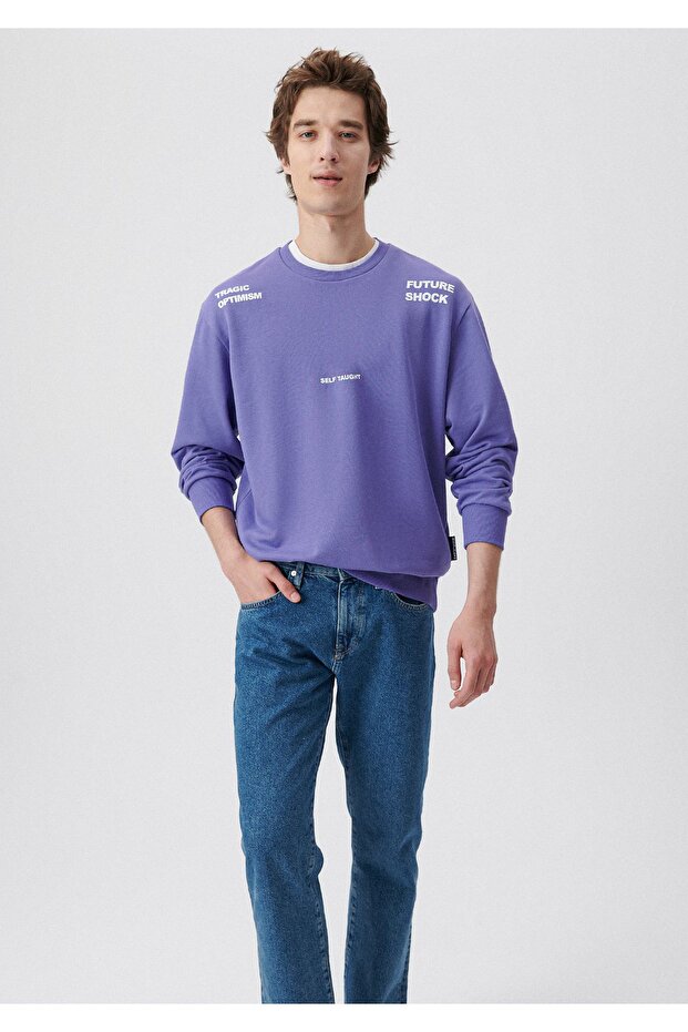 Baskılı Mor Sweatshirt 0611623-70609 - 2