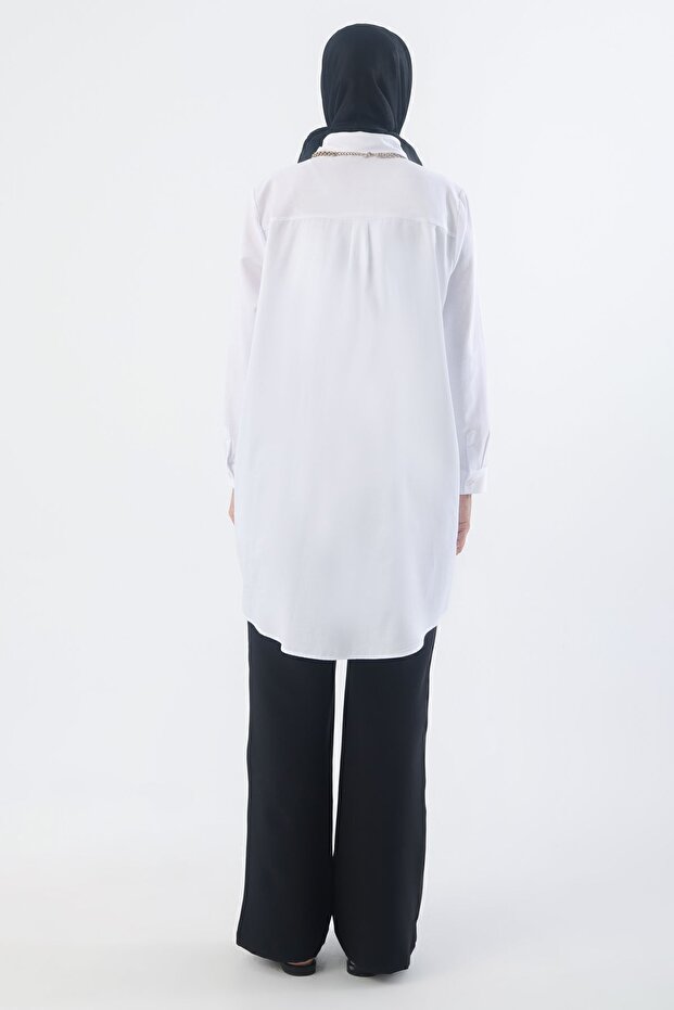 White Plus Size Basic Shirt Tunic - 4