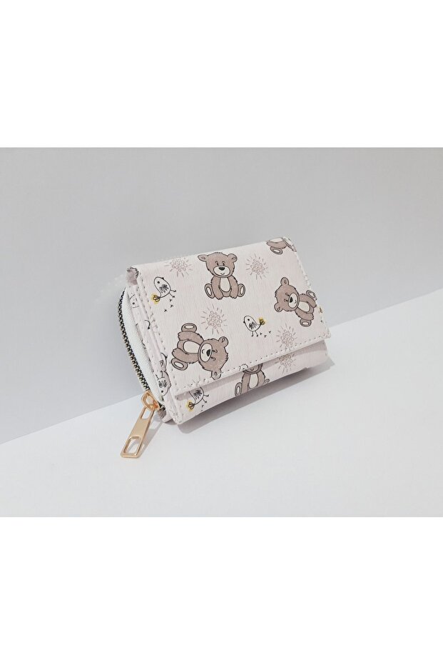 Children's Wallet 11X8 cm Teddy Bear Patterned Children's Wallet