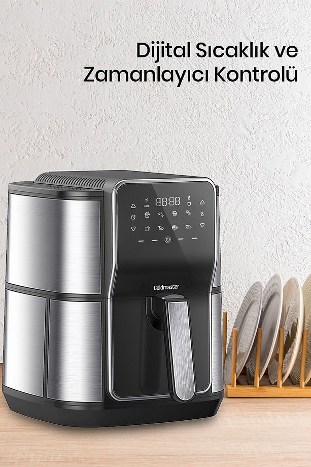 Gloria 7 Litre İnox Geniş Hazneli XXL Dokunmatik 8 Ön Ayarlı Airfryer Sıcak Hava Fritözü GM8405 - 4
