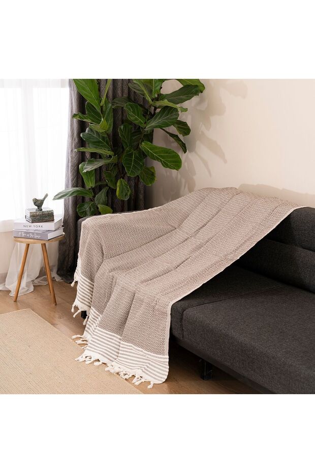 Natural Sofa Cover/Shawl Light Brown