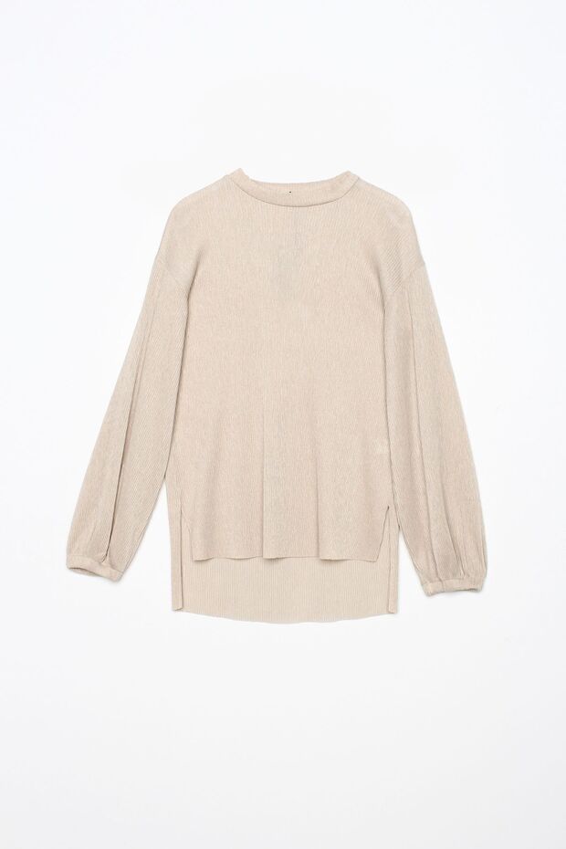 Detail halenky a sukně s kamenným plisovaným rozparkem - 5