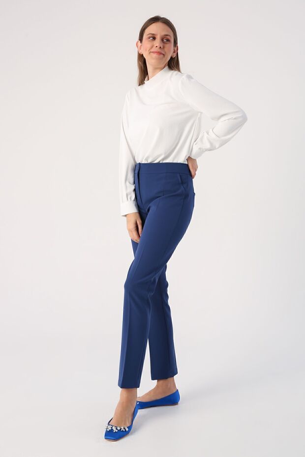 Indigo Lycra Cigarette Trousers