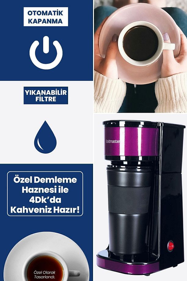Maestro 4 Dakikada Demleyen Yıkanabilir Filtreli Termos Bardaklı Kişisel Filtre Kahve Makinesi - 7