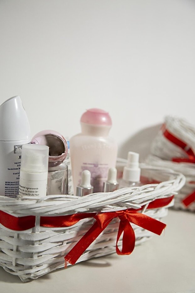 3'lü Hasır Sepet Beyaz - 5