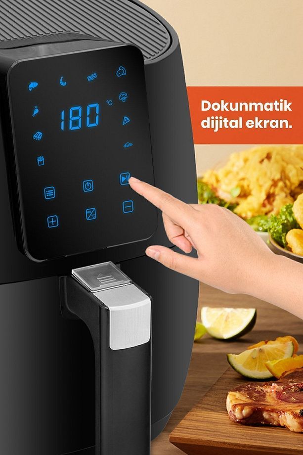 Porto Dijital Dokunmatik 10 Ön Ayarlı 4.5 Litre Airfryer Yağsız Kızartma Sıcak Hava Fritöz - 5