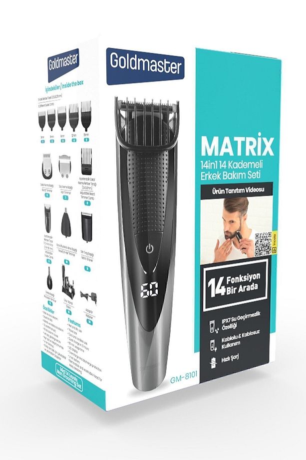 Matrix Led Ekranlı Kablolu Kablosuz Islak Kuru Ipx7 14 In 1 Full Standlı Erkek Bakım Seti Kiti - 9