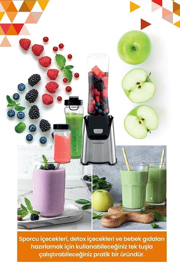 Inox Kişisel Personal Smoothie Blender 2 Adet Bpa Free Tritan Şişeli - 3