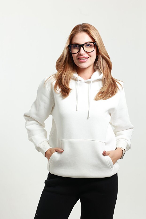 Women's Hooded Kangaroo Pocket Sweat 3 Thread (Soft Puff Fabric)
