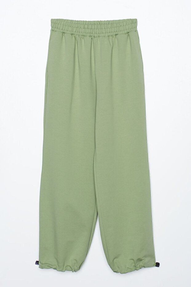 Light Green Elasticated Drawstring Sweatpants - 4