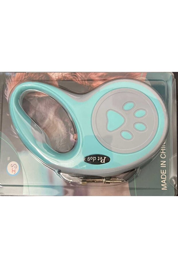 5 Mt Blue Pet Luxury Walking Leash - Automatic Retractable Paw Pattern - 4