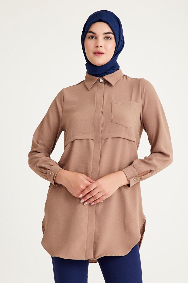 2241_قميص تونيك بأكمام طويلة وجيب