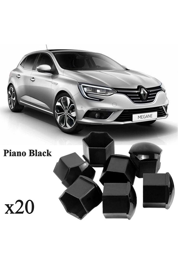 Megane 4 Hatchback 2016-2023 Model Arası Uyumlu (20 ADET) Bijon Kapağı Takım Piyano Siyah - 1