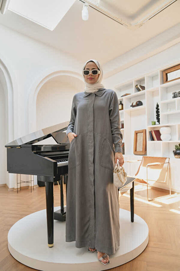 6648 موديل رمادي Ferace - تصميم بأزرار - 2