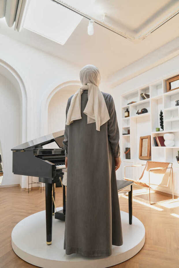 6648 موديل رمادي Ferace - تصميم بأزرار - 5