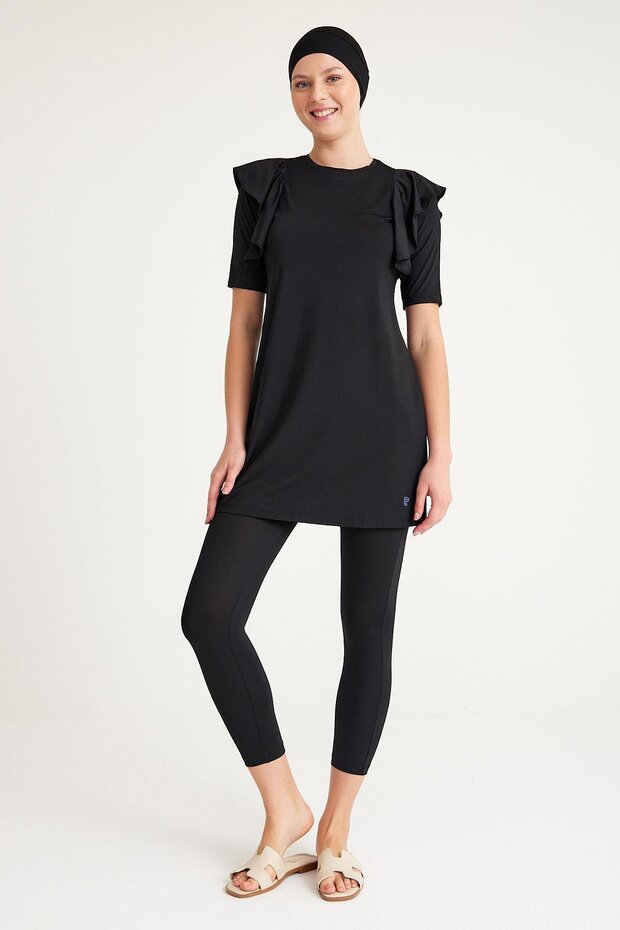 2157_volan Half Covered Lycra 3-Piece Hijab Swimsuit