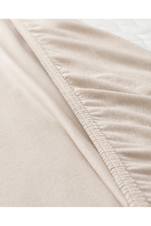 Double Elastic Combed Cotton Bed Sheet - Stone - 3