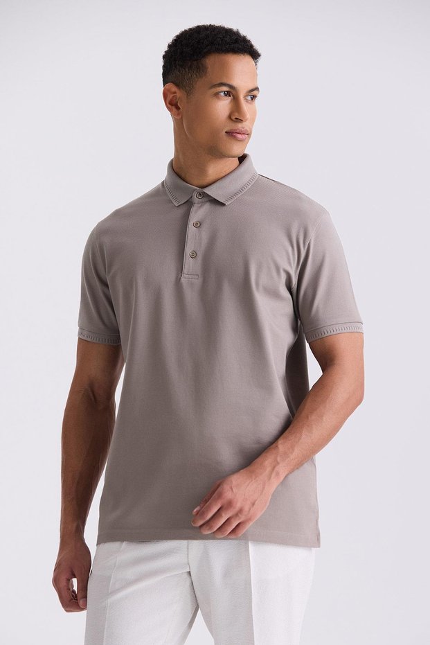 Kum Slim Fit 100% Cotton Mercerized Polo Neck T-Shirt