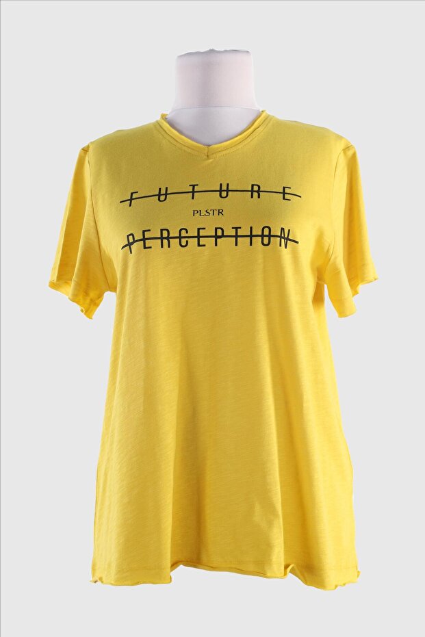 2093_printed V-neck Short Sleeve T-shirt