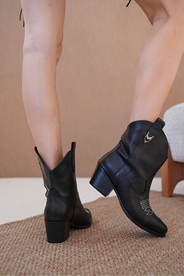 Kadın Grant Kısa Kovboy Bot - siyah-deri - 6