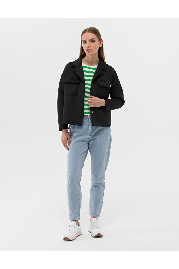 Siyah Regular Fit Örme Ceket 50260104-VR046 - 4