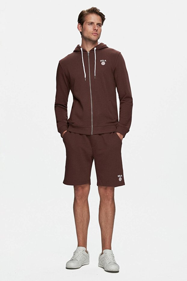 RANDY Kahve Baskılı Standard Fit Erkek Örme Şort - 1