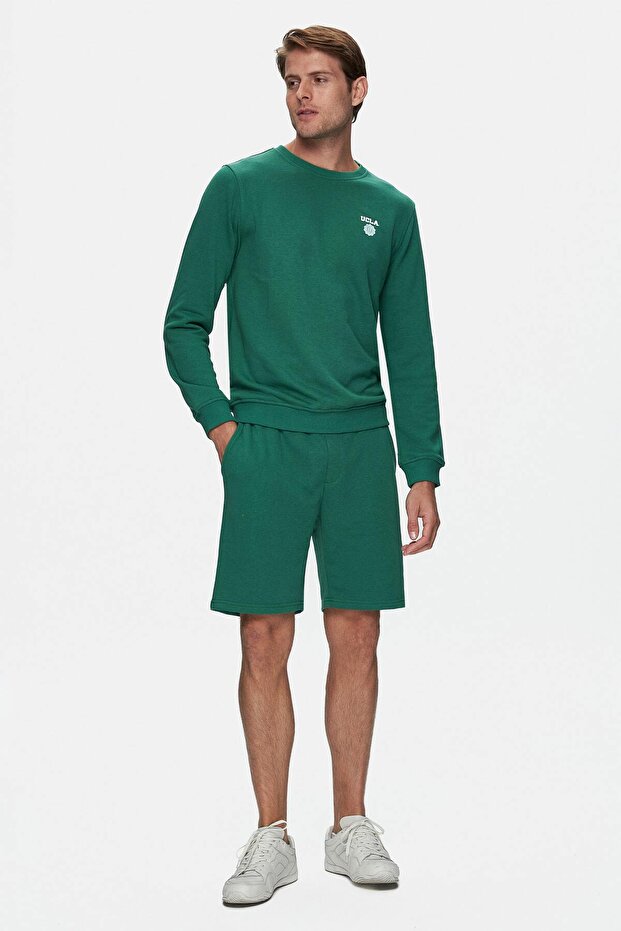 RANDY Yeşil Baskılı Standard Fit Erkek Örme Şort - 1