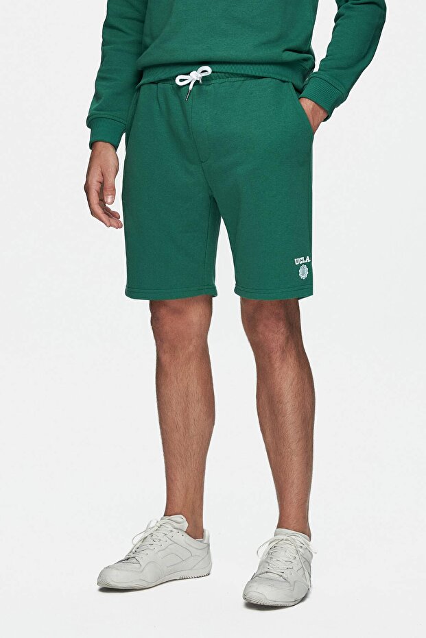 RANDY Yeşil Baskılı Standard Fit Erkek Örme Şort - 2