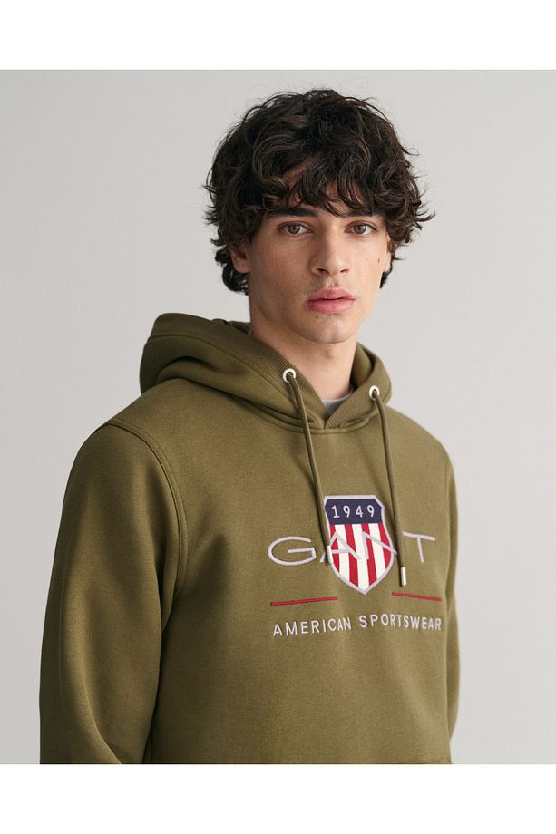 Erkek Yeşil Regular Fit Kapüşonlu Logolu Sweatshirt - 3