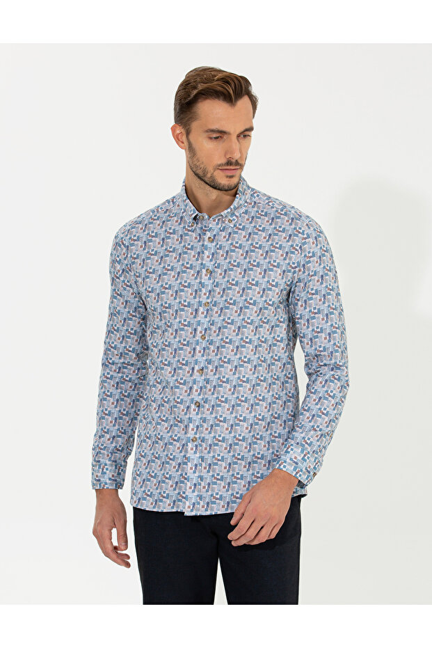 Beige Slim Fit Long Sleeve Shirt 50262462-Vr011