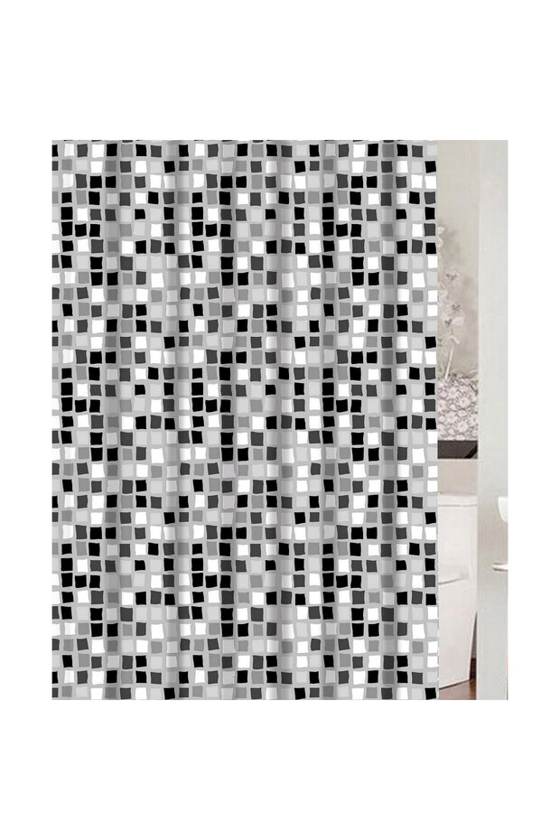 Paradise Grey Banyo Perdesi PVC - 1