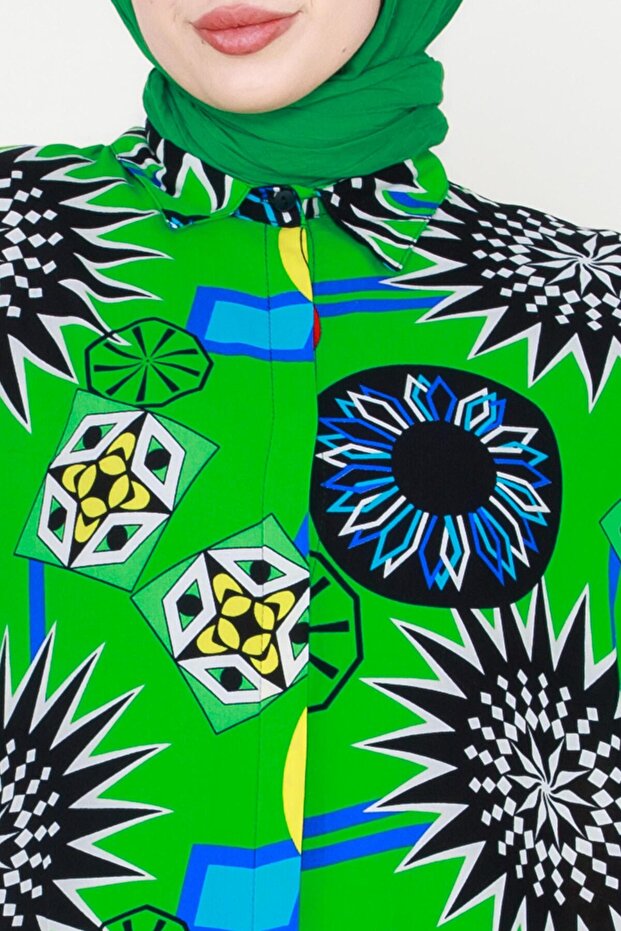 تونيك فيسكون منقوش عرقيًا - أخضر - 4